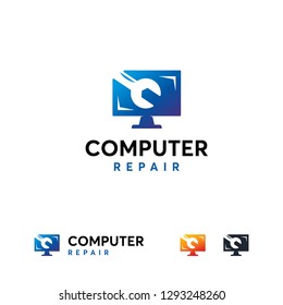 Computer Repair logo template icon, Computer Service logo symbol icon