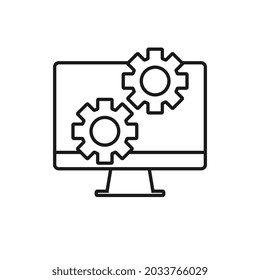 Computer repair logo template. Software development vector design. Desktop service