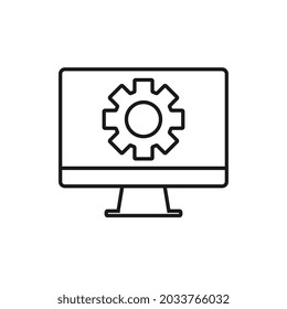 Computer repair logo template. Software development vector design. Desktop service logotype