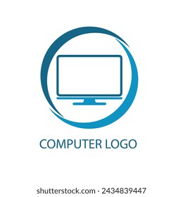 Computer repair logo template. Software development vector design. Desktop service logotype.