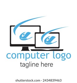 Computer repair logo template. Software development vector design. Desktop service logotype.