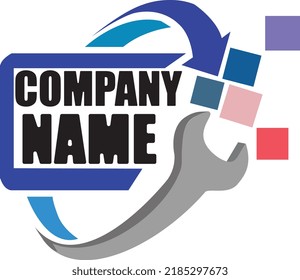 Arte de vectores con logotipo de reparación de equipos