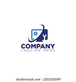 Computer repair modern vector logo icon template design