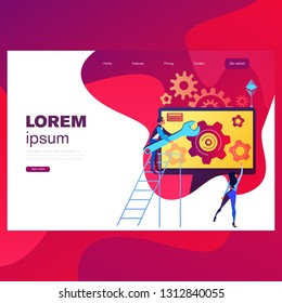 Computer repair, computer service, diagnostics concepts. Modern flat design graphic elements for web banners, websites, infographics, printed materials. Vector illustration