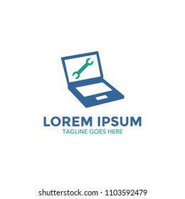 computer and repair service logo vector illustration design