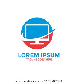 computer and repair service logo vector illustration design