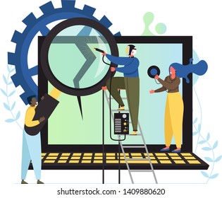 Computer repair service, vector flat style design illustration
