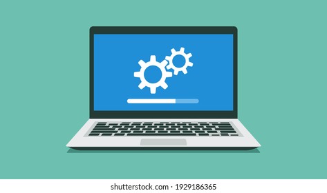 Computer Repair And Software Development Concept, Flat Vector Illustration