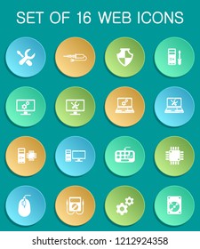 computer repair web icons on colorful round buttons