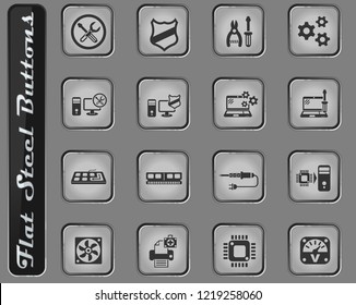 computer repair web icons on the flat steel buttons