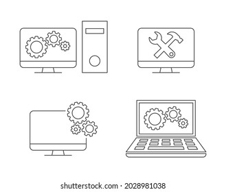 Computerreparaturdienstsymbol einzeln auf weißem Hintergrund