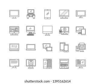 Computer repairs line icons, signs, vector set, outline illustration concept 