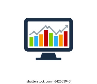 Computer Report Stock Market Icon Logo Design Element