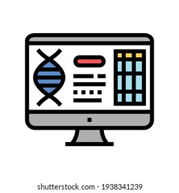 computer research genetic molecule color icon vector. computer research genetic molecule sign. isolated symbol illustration