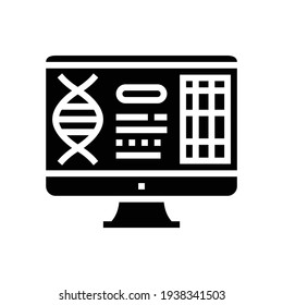computer research genetic molecule glyph icon vector. computer research genetic molecule sign. isolated contour symbol black illustration