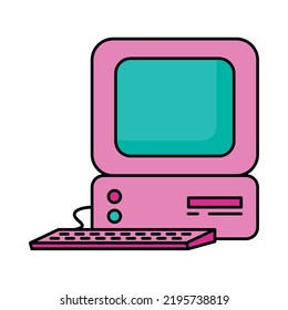 computer retro futuristic icon isolated