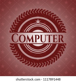 Computer retro style red emblem