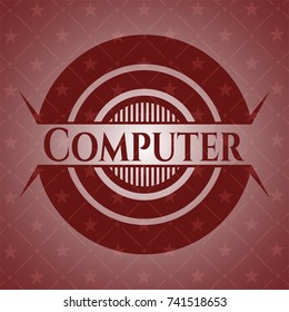Computer retro style red emblem