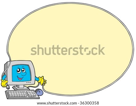 Computer Round Frame Vector Illustration Stock Vector (Royalty Free