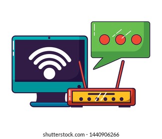 computer router wifi internet connection vector illustration
