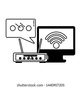computer router wifi internet connection vector illustration