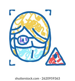 computer safe person info for use face id doodle icon sketch vector. computer safe person info for use face id sign. isolated symbol illustration
