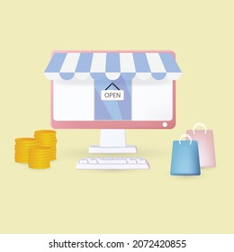 Computer for sale online, online market, technology, modern