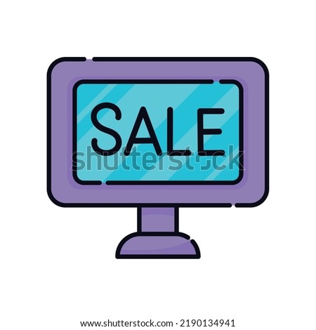 computer with sale word icon