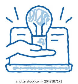 computer savvy sketch icon vector. Hand drawn blue doodle line art computer savvy sign. isolated symbol illustration