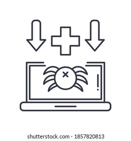 Computer scan icon, linear isolated illustration, thin line vector, web design sign, outline concept symbol with editable stroke on white background.