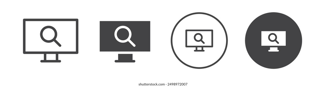 Computer scan icon Thin line vector illustration set