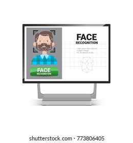 Computerscannen von Männchen-Identifizierungstechnik Zugangskontrollsystem Biometrische Erkennungskonzeption Vektorgrafik