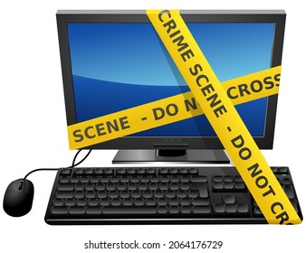 Computer: scene of a cyber crime (cutout)