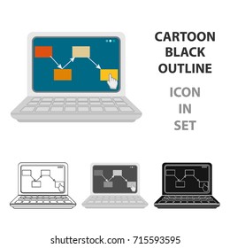 Computer with the scheme of moving the goods. Logistics and delivery single icon in cartoon style isometric vector symbol stock illustration web.