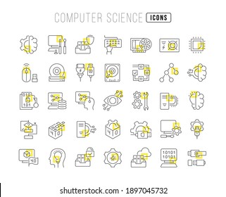 Computer Science. Collection of perfectly thin icons for web design, app, and the most modern projects. The kit of signs for category Education.