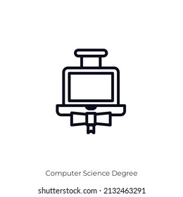 Computer Science Degree icon. Outline style icon design isolated on white background