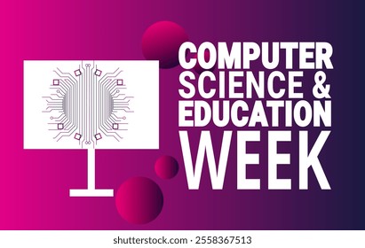 Computer Science Education Week. Holiday concept. suitable for placard, background,Greeting Card, Poster design template with text inscription, standard Social Media Post.