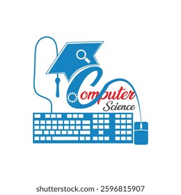 A computer science educational logo typically features elements that symbolize technology, learning, and innovation. Common design elements include circuit patterns, a brain or lightbulb to represent 