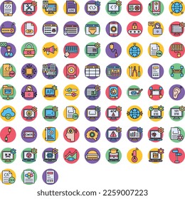 Computer Science fill icons set Computer vector icons,  Computer vector pack, Programing icons set, Computer Science color fill icons