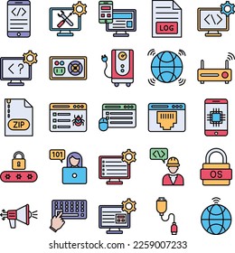 Computer Science fill icons set Computer vector icons,  Computer vector pack, Programing icons set, Computer Science color fill icons