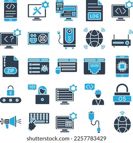 Computer Science glyph icons set Computer vector icons,  Computer vector pack, Programing icons set, Computer Science glyph dual icons