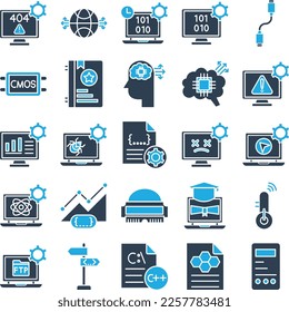 Computer Science glyph icons set Computer vector icons,  Computer vector pack, Programing icons set, Computer Science glyph dual icons