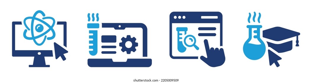 Computer science icon set. Computing data study symbol vector illustration.