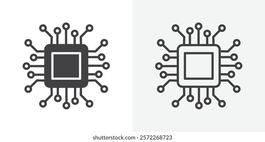 Computer science icons. flat and line style set