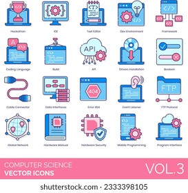 Computer Science Icons Including Computer; Science; Course; Degree; Analog; Technology; Digital; Internet; Local; Network; Bandwidth; Big; Data; Bit; Byte; Kilobyte; Megabyte; Gigabyte; Terabyte; Bug;