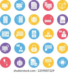 Computer Science icons set Computer vector icons,  Computer vector pack, Programing icons set, Computer Science glyph dual icons