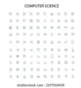 computer science icons, signs, outline symbols, concept linear illustration line collection