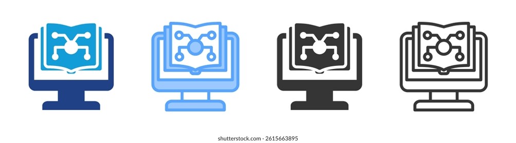 Computer Science Learning icon set multiple style collection