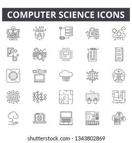 Computer science line icons for web and mobile design. Editable stroke signs. Computer science  outline concept illustrations