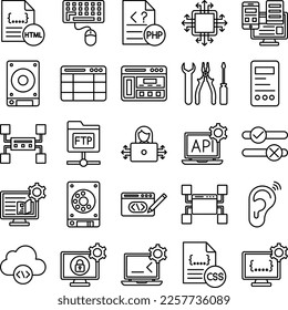 Computer Science outline icons set Computer vector icons,  Computer vector pack, Programing icons set, Computer Science outline icons
